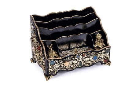 Exquisite Napoleon III writing set made of black l