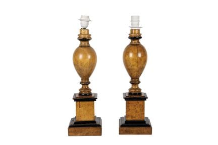Pair of Biedermeier style lamps in burl veneered a