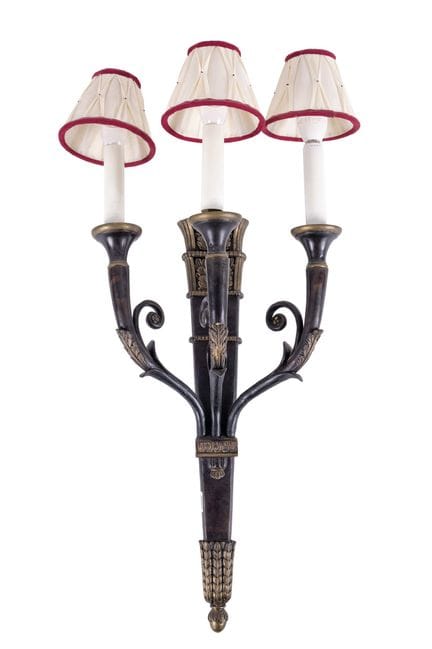 Large Napoleon III style wall sconce in patinated 