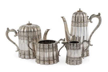 Elegant Edwardian silver-plated coffee and tea set