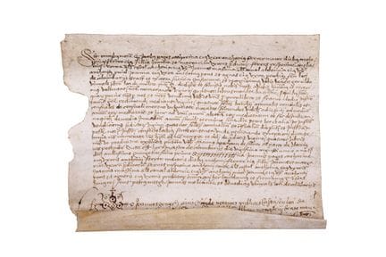 Manuscript on parchment.- Notarial signature, 1501