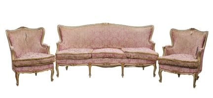 Louis XV style three-piece suite in carved wood, p