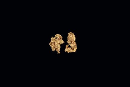Set of two native gold nuggets weighing 2.45 grams