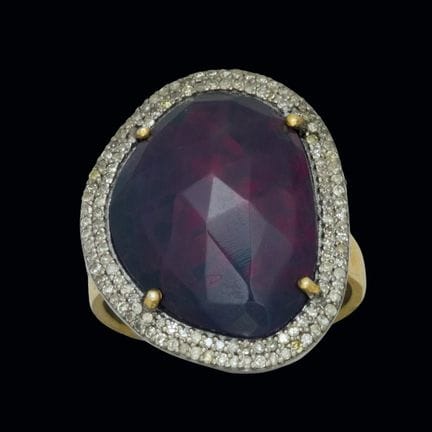 Ring aus Silber und 14-karätigem Gold mit Opal (4,