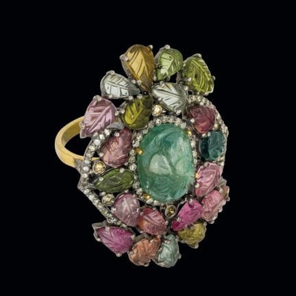 Ring aus Silber und vergoldetem Silber mit einem f