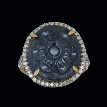 Ring aus Silber und 14-karätigem Gelbgold mit eine