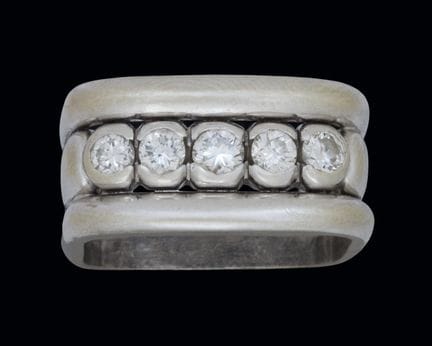 Dreifach-Bandring aus Platin mit fünf Diamanten mi