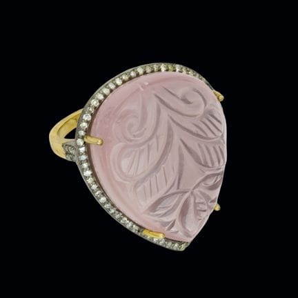 Silberring mit einem geschliffenen Rosenquarz, ver