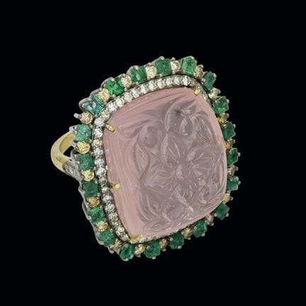 Ring aus Silber und vergoldetem Silber mit einem g