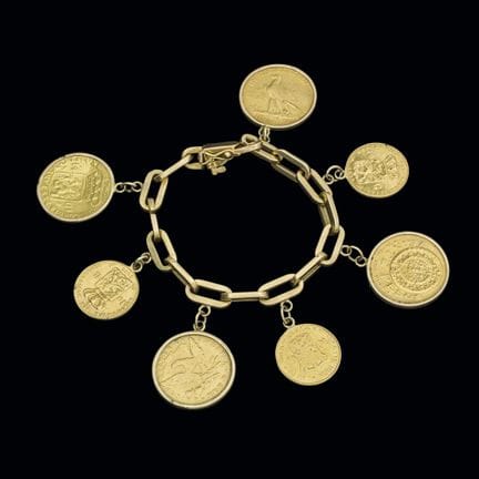 18K yellow gold bracelet made up of oval links wit