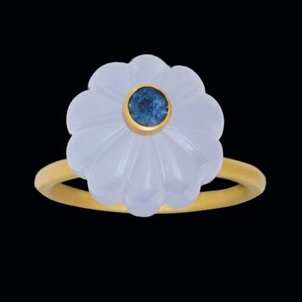 Ring aus 14-karätigem Gelbgold mit gewelltem Chalc