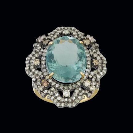 Ring aus Silber und vergoldetem Silber mit ovalem 