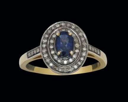 Ring aus Silber und 14-karätigem Gelbgold mit eine
