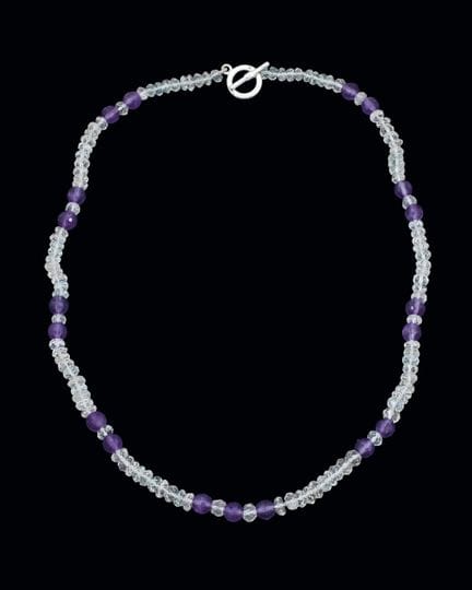 Halskette aus facettierten Aquamarin- und Amethyst