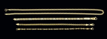 Set of four 18K yellow gold chains with a total we