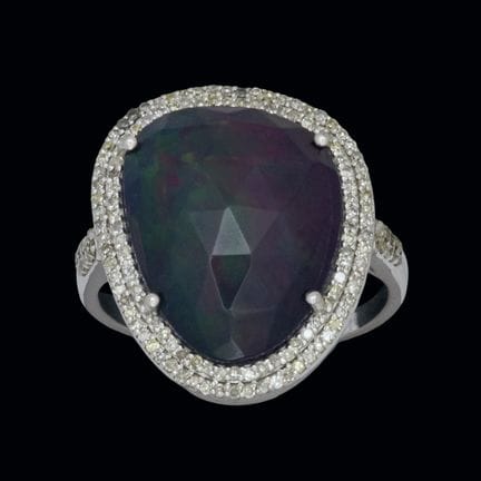 Ring aus Silber und 14-karätigem Gold mit Opal (4,