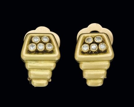 Ohrstecker aus 18-karätigem Gelbgold mit fünf Diam
