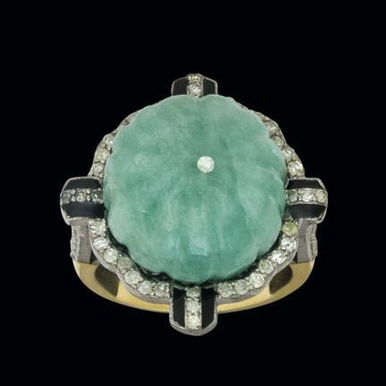 Ring aus Silber und vergoldetem Silber mit einem S