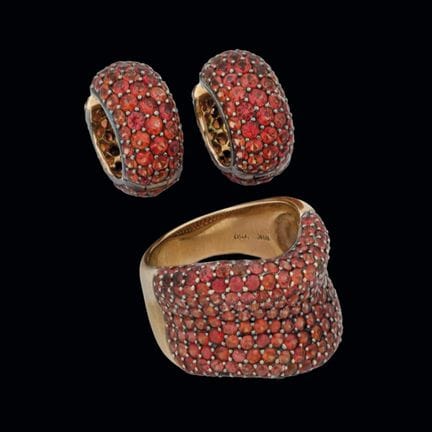 Set aus Kreolenring und Ohrringen aus 18 Karat Ros