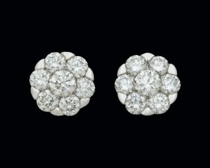 Ohrringe aus 18-karätigem Weißgold mit Diamantrose