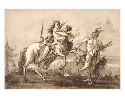 乔瓦尼·多梅尼科·提埃波罗（1727-1804），（据）——《领着一位怀抱小萨提尔的半人马女的萨提尔
