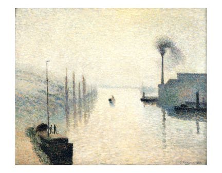 卡米耶·毕沙罗（1830-1903），（据）——《拉克鲁瓦岛，鲁昂（雾景）》 -  采用Fabria