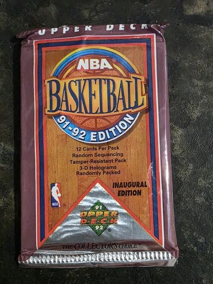NBA, pack of 12 trading cards by UPPER DECK, 1991–