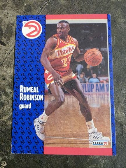 NBA，FLEER公司发行的收藏卡，1991年，鲁米尔·罗宾逊，编号3