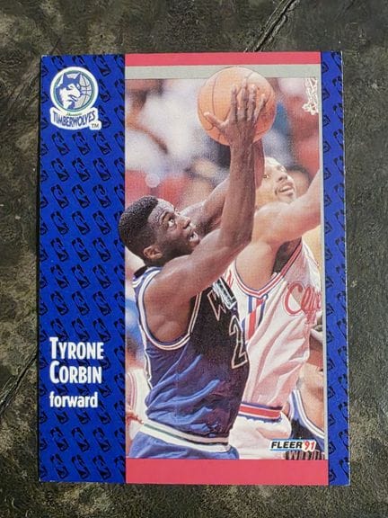 NBA, FLEER trading card, 1991, Tyrone CORBIN, No. 