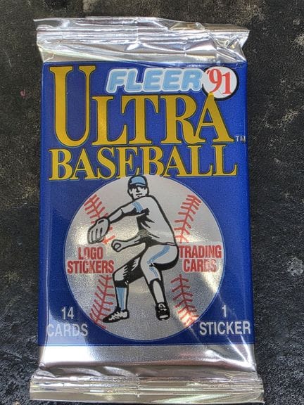 BASEBALL, pack of 14 trading cards + one sticker b