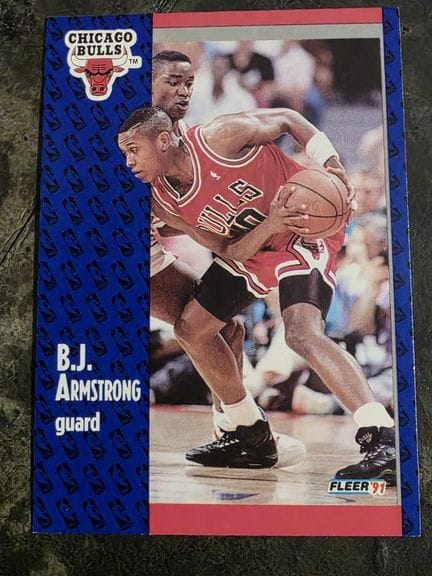 NBA, FLEER trading card, 1991, B.J. ARMSTRONG, No.