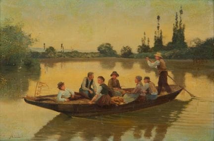 19TH-CENTURY SCHOOL
"The Boat"
Oil on canvas 
Bear