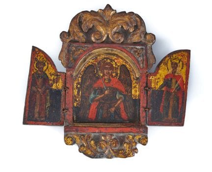 TRIPTYCH ICON
Carved, polychrome, and gilded wood 
