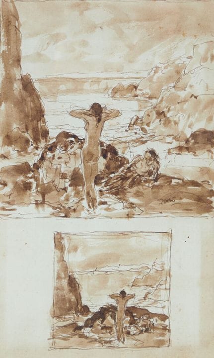 Georges GOBO (1876–1958)
"At the Beach"
Ink wash d