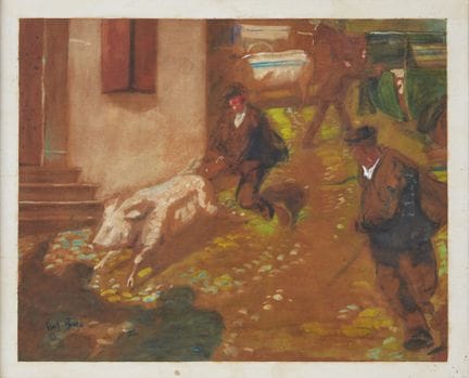 Paul Robert BAZÉ (1901-1985)
"Le marché au porc"
G