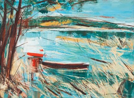 Gaston LARRIEU (1908-1983) 
"Étang à la barque"
Hu
