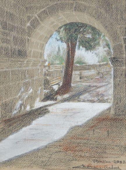 AUBERT 
"Le porche de l'Église d'Itxassou"
Pastel 