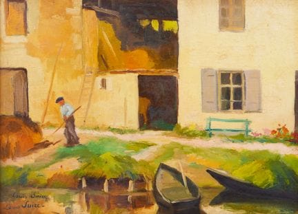 Louis SUIRE (1899-1987)
"Contadino e barche"
Olio 