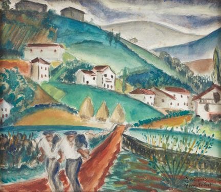 Jacques POUYDEBAT (né 1909)
"Paysans sur le chemin