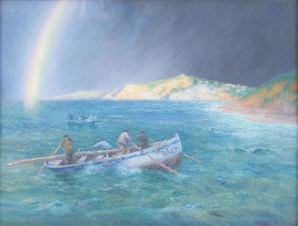 Charles JOUSSET (1857-1906)
"Les pêcheurs en barqu