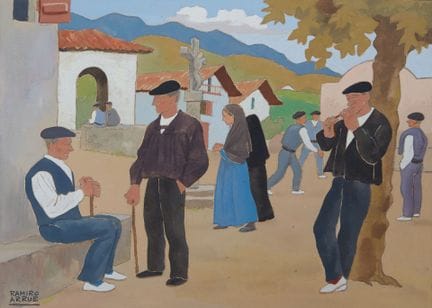 Ramiro ARRUE (1892-1971)
"Scena di paese"
Acquerel