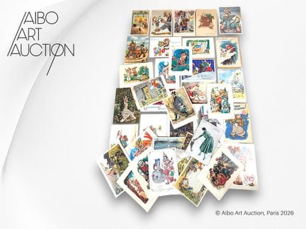 Conjunto de 31 tarjetas ilustradas antiguas para n