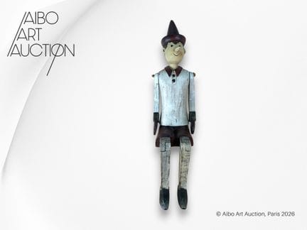 Pinocchio, figurina snodabile in legno dipinto, pr