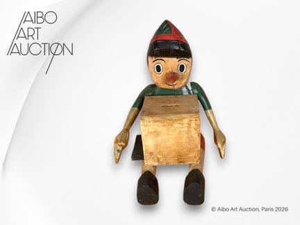 Importante salvadanaio articolato di Pinocchio in 