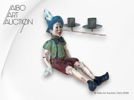 Portacandele Pinocchio a due luci, statuetta polic
