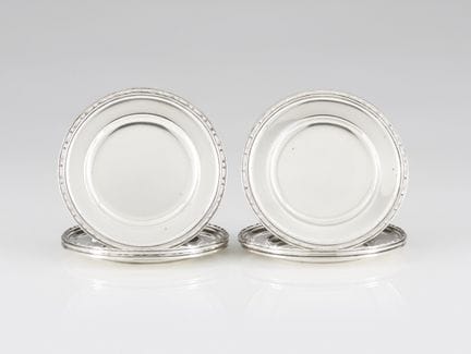 Juego de seis platos de plata portugueses de Leitã