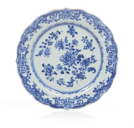 Piatto cinese blu e bianco destinato all’esportazi