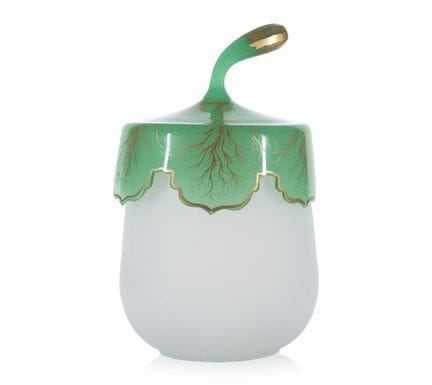 Jugendstil-Glasgefäß mit Deckel
Aus weißem Opalgla