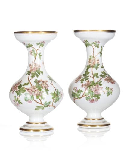 A pair of white opaline glass vases
White opaline 