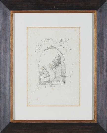 雷尼亚·D·阿梅利亚（1865-1951）
一处带有拱门的街景
纸本铅笔画
署名并标注1900年，编